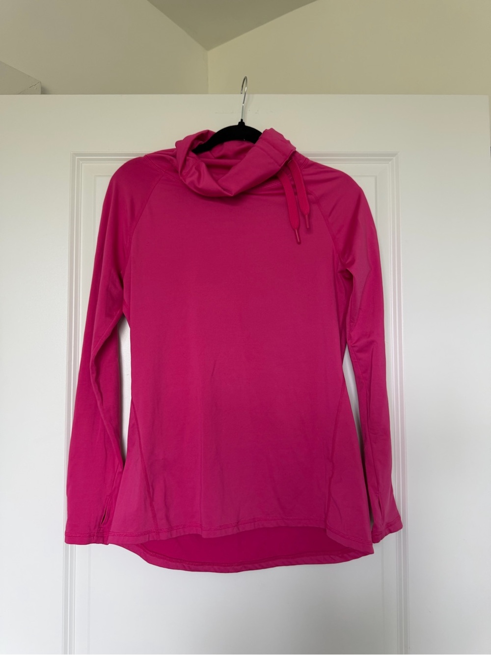 Women's Fleece Lined Long-Sleeve Cowl Neck Top - Fuchsia Pink